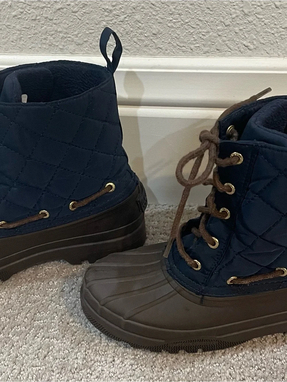 Sperry Navy and Brown Women's Winter Duck Boots